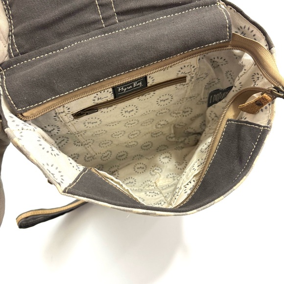 Myra Bag Artist's Impression Hairon Flapover Canvas & Leather Backpack Boho Chic - Picture 5 of 9